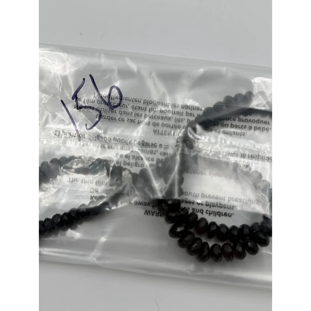 BBJ Sterling Silver Faceted Black Spinel Bead Necklace 925 Adjustable 17.5-19.5